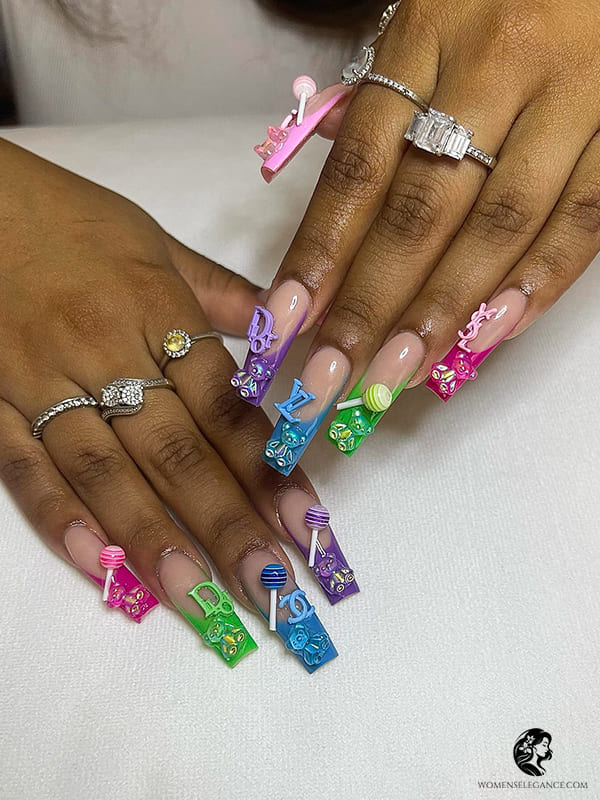 Elegant Gummy Bear Nails with Subtle Sparkle