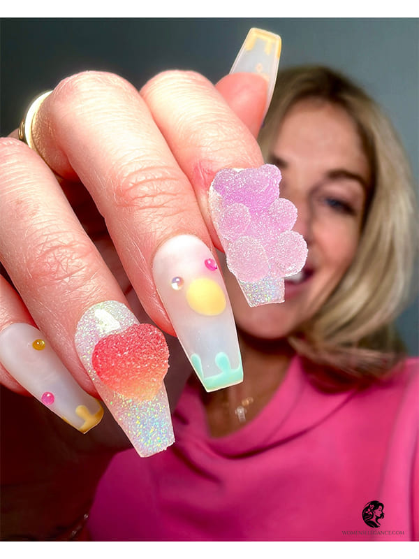 Pastel Gummy Bear Nail Ideas for Soft Girl Aesthetic