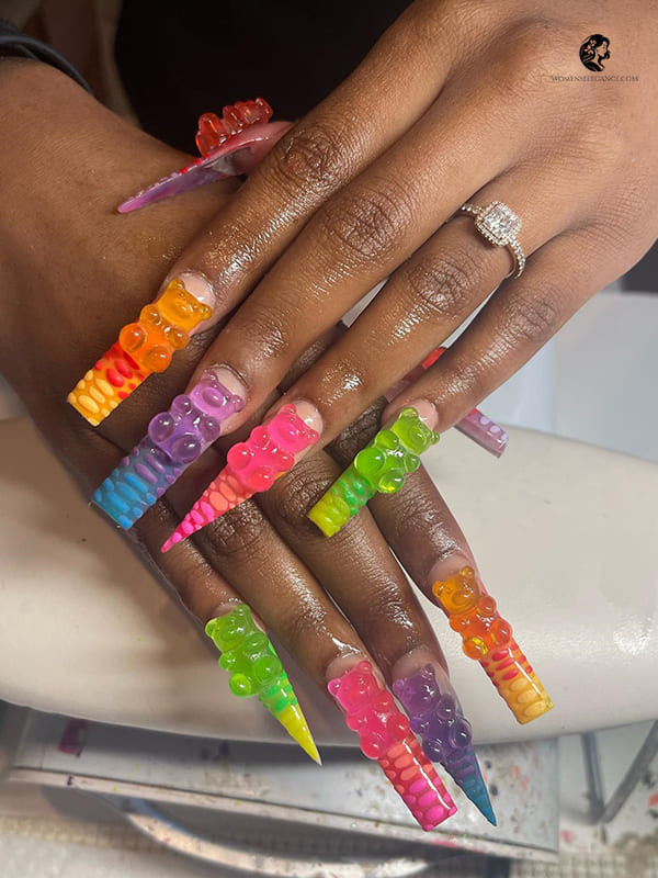 Rainbow Gummy Bear Nails for Fun Summer Looks