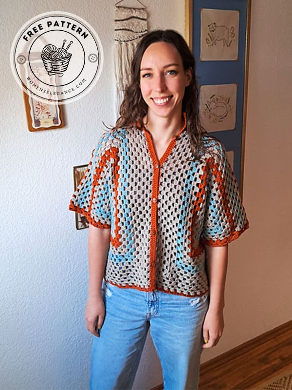 crochet button up shirt