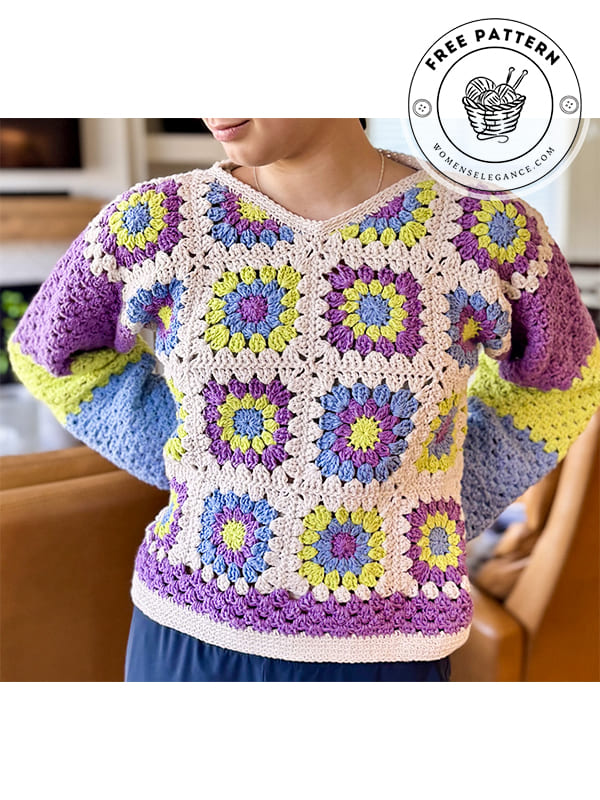 crochet granny square sweater pattern (2)