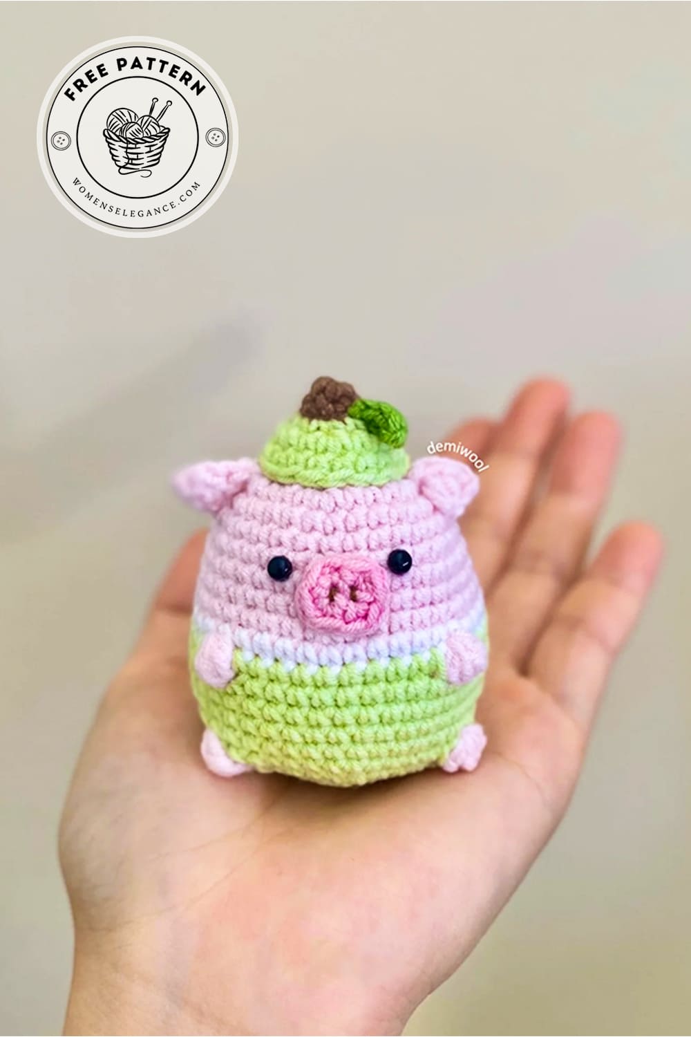 mini crochet pig pattern
